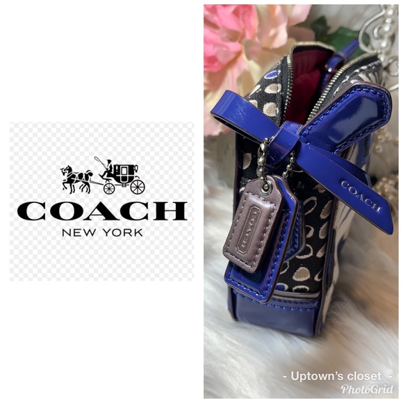 Coach poppy blue Floral Flight bag purse euc - Picture 4 of 8